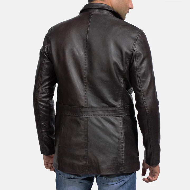 [FS] Wine Black Leather Blazer