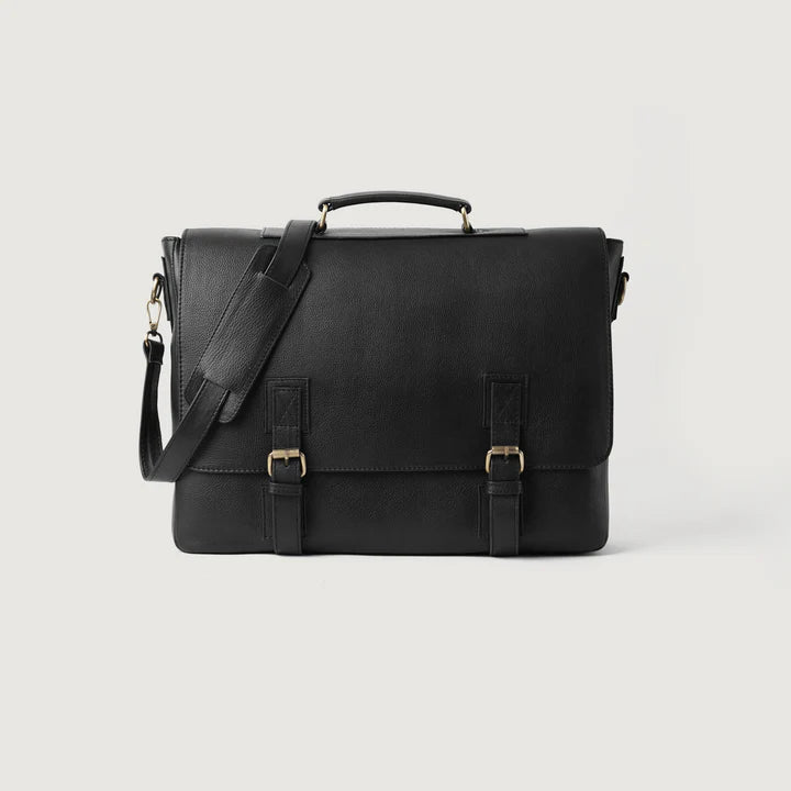 The Cristoph Black Leather Messenger Bag