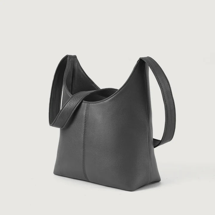 The Stefani Grey Leather Hobo Bag