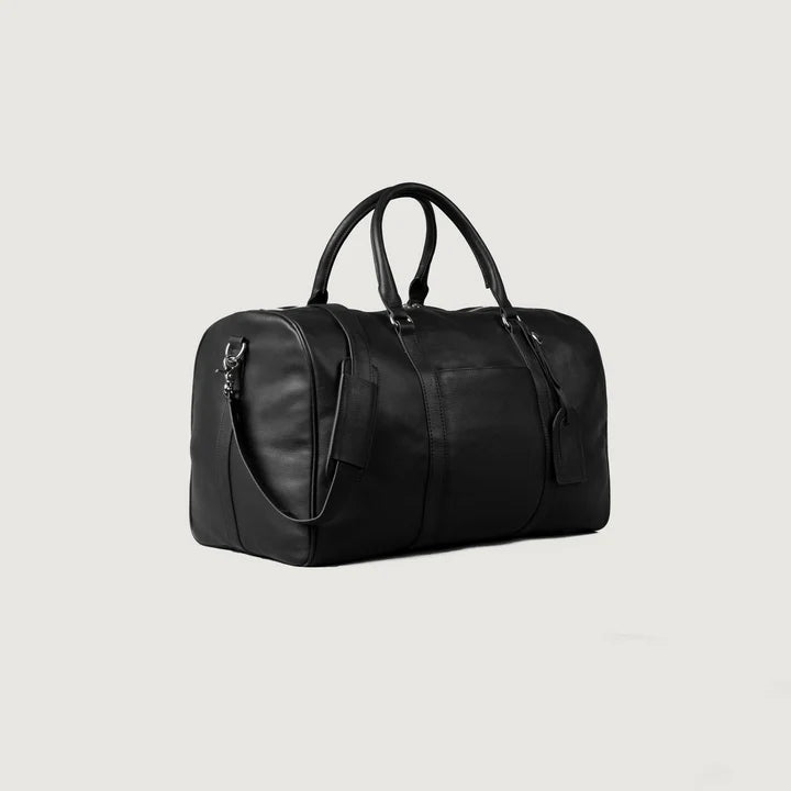 The Darrio Black Leather Duffle Bag