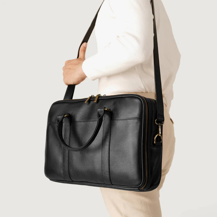 The Preston Black Leather Briefcase