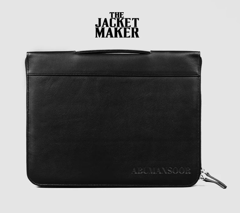 Custom Abu Mansoor Eclectic Black Leather Folio Organizer
